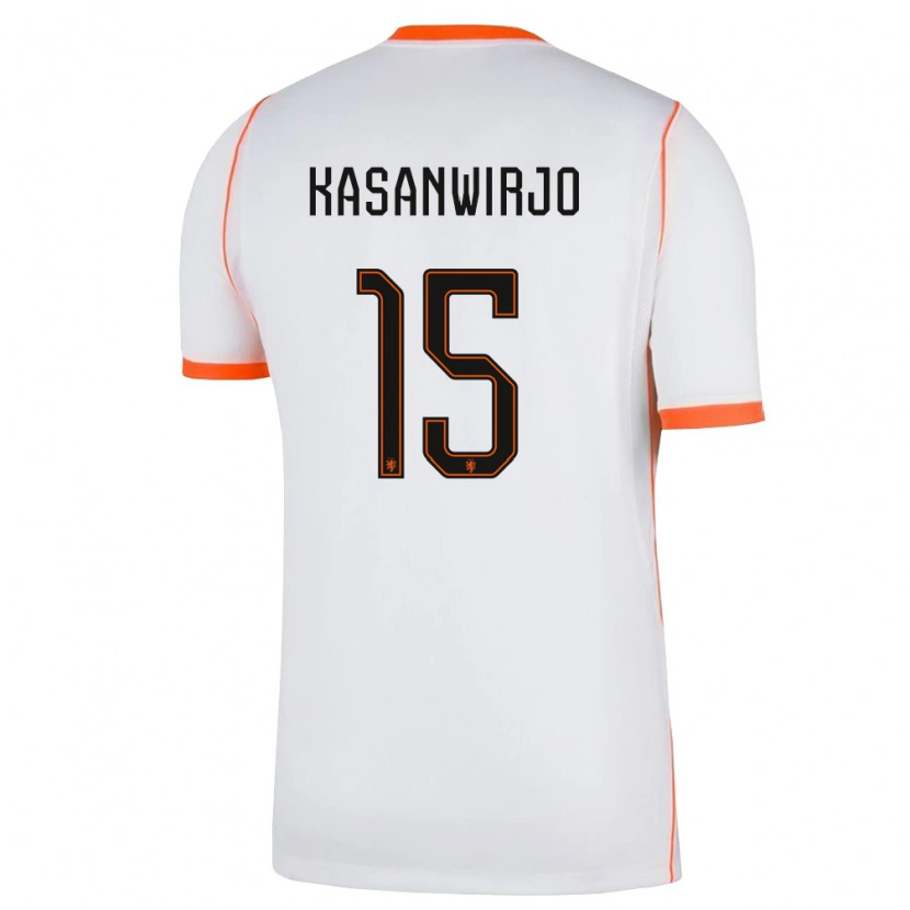 Danxen Kid Netherlands Neraysho Kasanwirjo #15 White Orange Away Jersey 26-28 T-Shirt