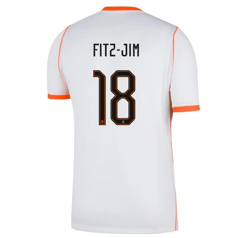 Danxen Kid Netherlands Kian Fitz-Jim #18 White Orange Away Jersey 26-28 T-Shirt