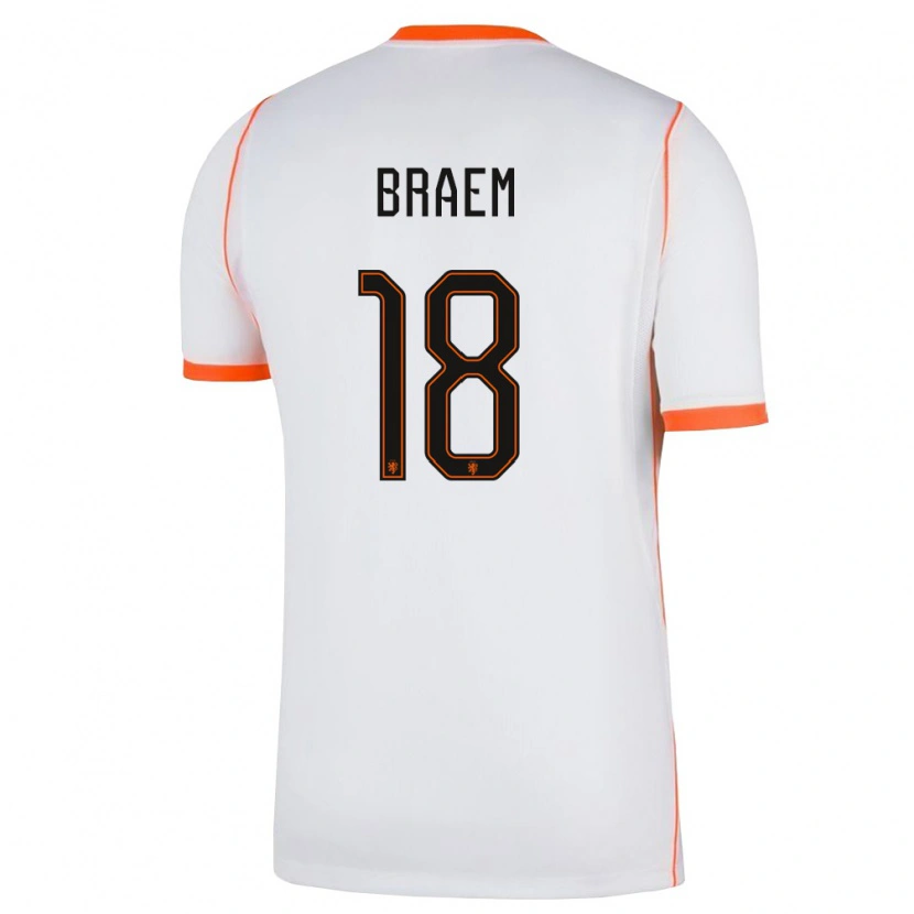 Danxen Kid Netherlands Tim Braem #18 White Orange Away Jersey 26-28 T-Shirt