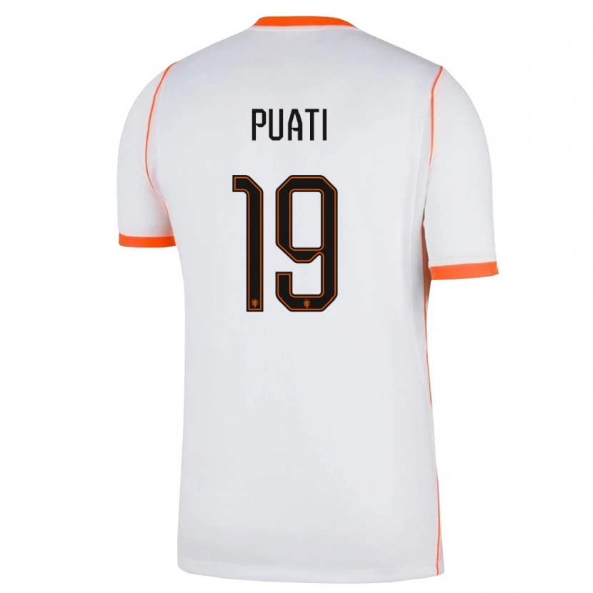 Danxen Kid Netherlands Kelson Puati #19 White Orange Away Jersey 26-28 T-Shirt