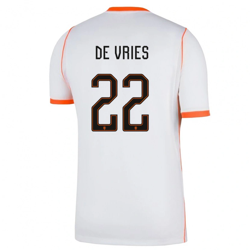 Danxen Kid Netherlands Lyam De Vries #22 White Orange Away Jersey 26-28 T-Shirt