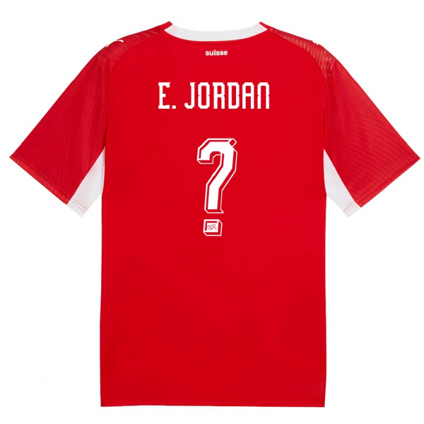 Danxen Men Switzerland Eliah Jordan #0 Red White Home Jersey 26-28 T-Shirt