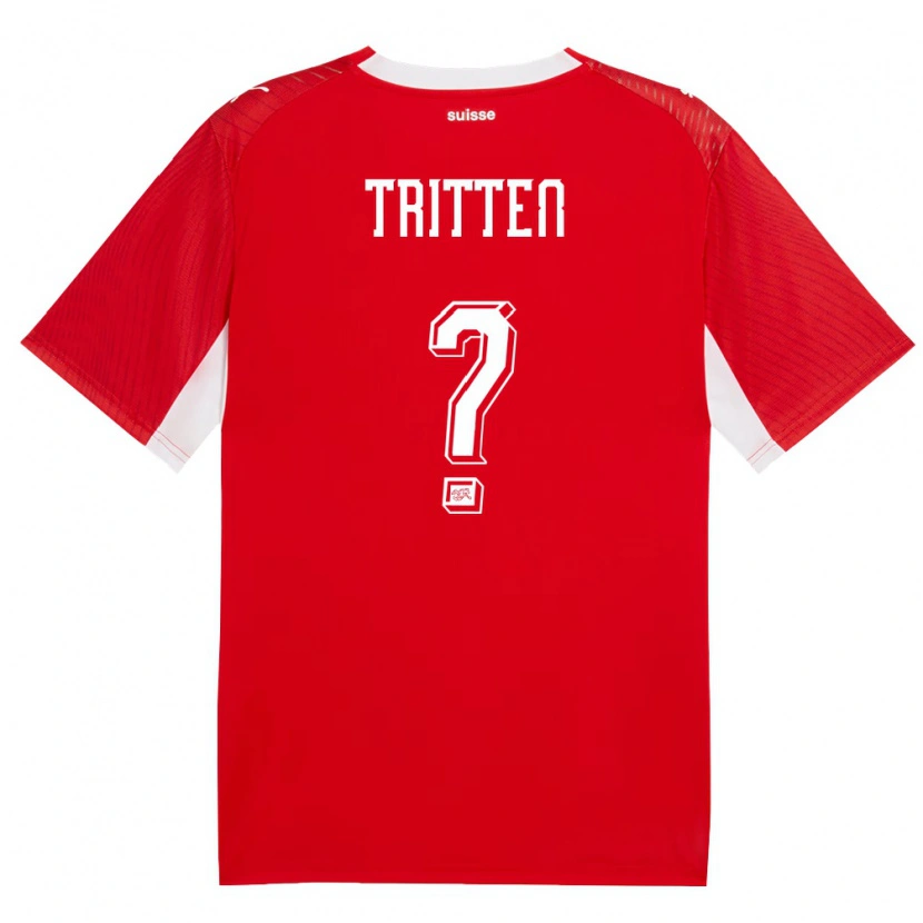 Danxen Men Switzerland Vasco Tritten #0 Red White Home Jersey 26-28 T-Shirt