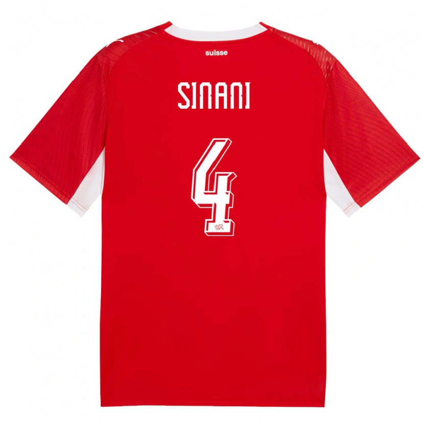 Danxen Men Switzerland Miran Sinani #4 Red White Home Jersey 26-28 T-Shirt