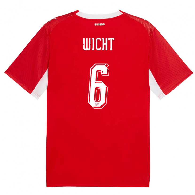 Danxen Men Switzerland Nathan Wicht #6 Red White Home Jersey 26-28 T-Shirt