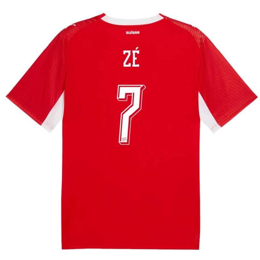 Danxen Men Switzerland Junior Zé #7 Red White Home Jersey 26-28 T-Shirt