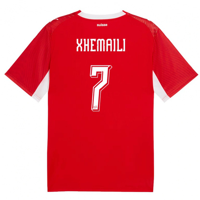Danxen Men Switzerland Riola Xhemaili #7 Red White Home Jersey 26-28 T-Shirt