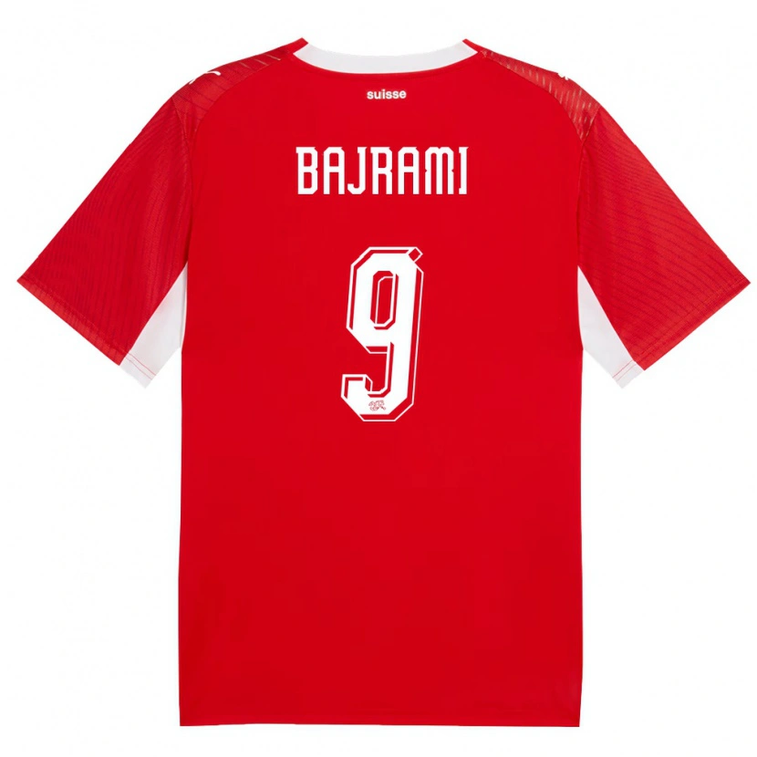 Danxen Men Switzerland Labinot Bajrami #9 Red White Home Jersey 26-28 T-Shirt