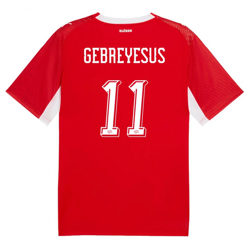 Danxen Men Switzerland Esey Gebreyesus #11 Red White Home Jersey 26-28 T-Shirt