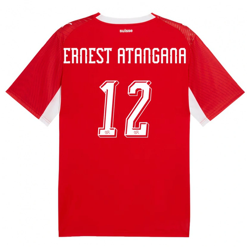 Danxen Men Switzerland Brian Ernest Atangana #12 Red White Home Jersey 26-28 T-Shirt