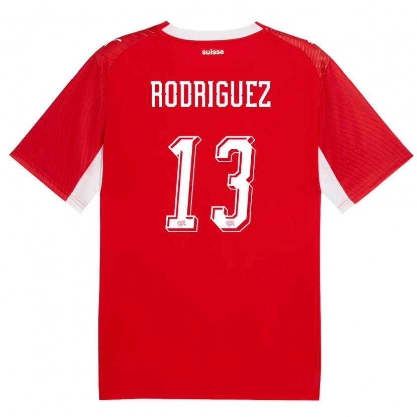 Danxen Men Switzerland Ricardo Rodríguez #13 Red White Home Jersey 26-28 T-Shirt