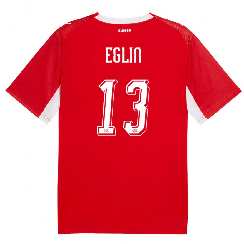 Danxen Men Switzerland Justin Eglin #13 Red White Home Jersey 26-28 T-Shirt