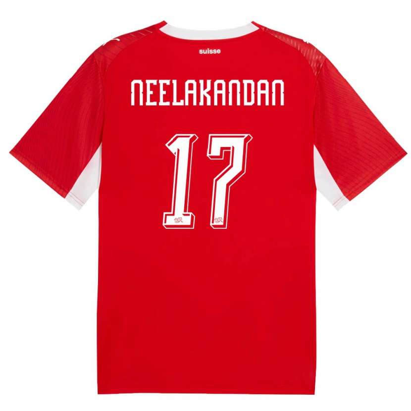 Danxen Men Switzerland Ranjan Neelakandan #17 Red White Home Jersey 26-28 T-Shirt