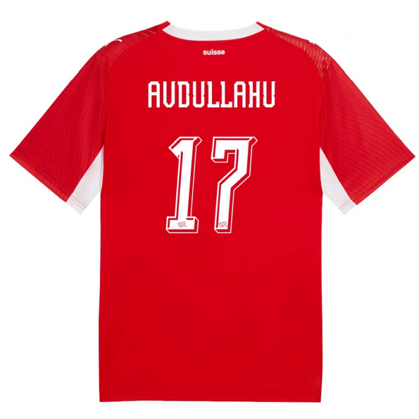 Danxen Men Switzerland Leon Avdullahu #17 Red White Home Jersey 26-28 T-Shirt