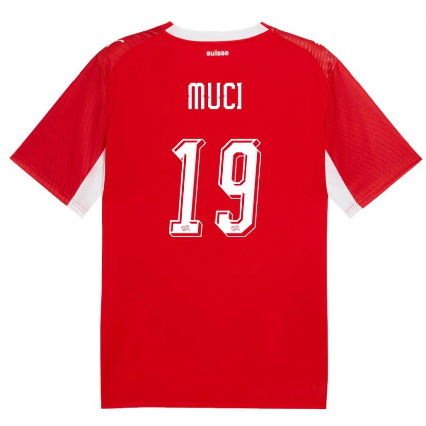 Danxen Men Switzerland Nikolas Muci #19 Red White Home Jersey 26-28 T-Shirt