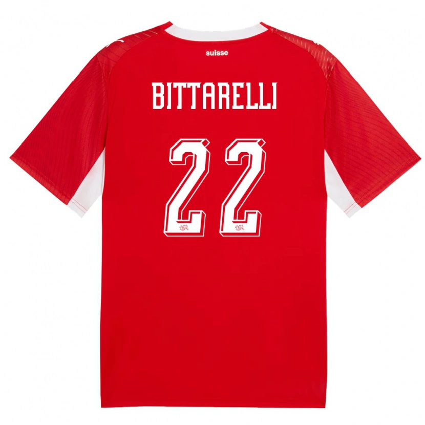 Danxen Men Switzerland Lorenzo Bittarelli #22 Red White Home Jersey 26-28 T-Shirt