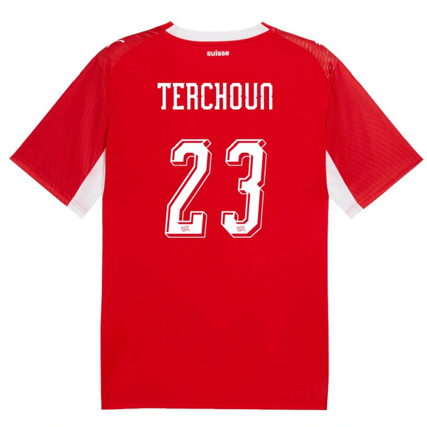 Danxen Men Switzerland Meriame Terchoun #23 Red White Home Jersey 26-28 T-Shirt