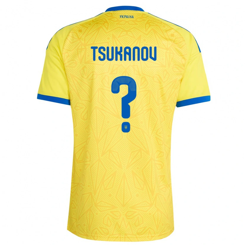 Danxen Men Ukraine Viktor Tsukanov #0 Yellow Blue Home Jersey 26-28 T-Shirt