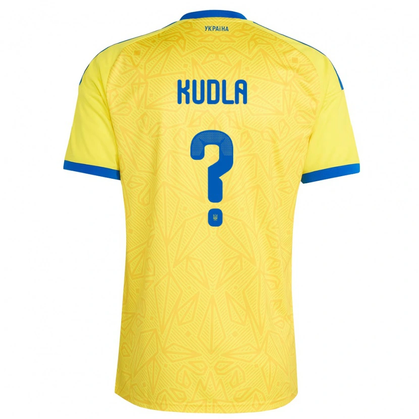 Danxen Men Ukraine Rostyslav Kudla #0 Yellow Blue Home Jersey 26-28 T-Shirt