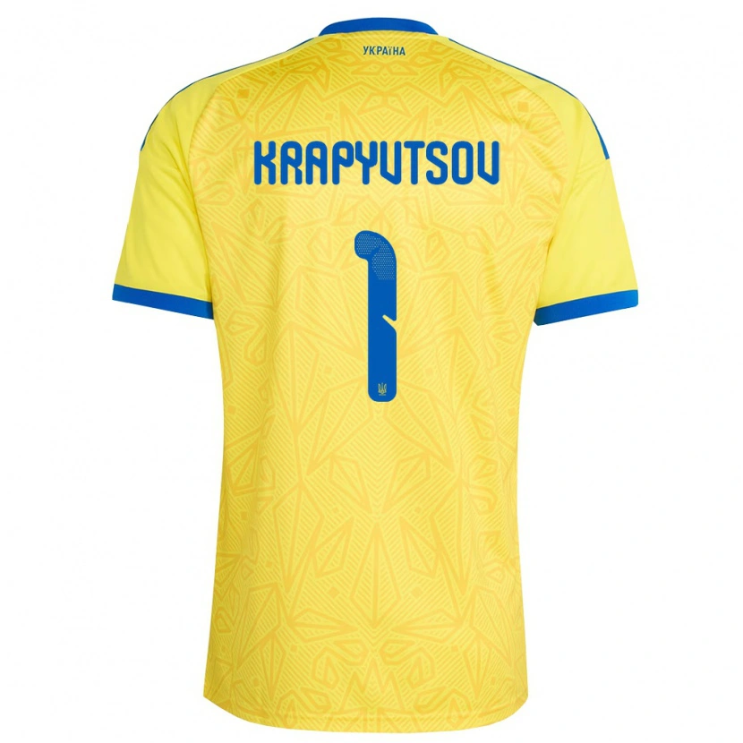 Danxen Men Ukraine Vladyslav Krapyvtsov #1 Yellow Blue Home Jersey 26-28 T-Shirt