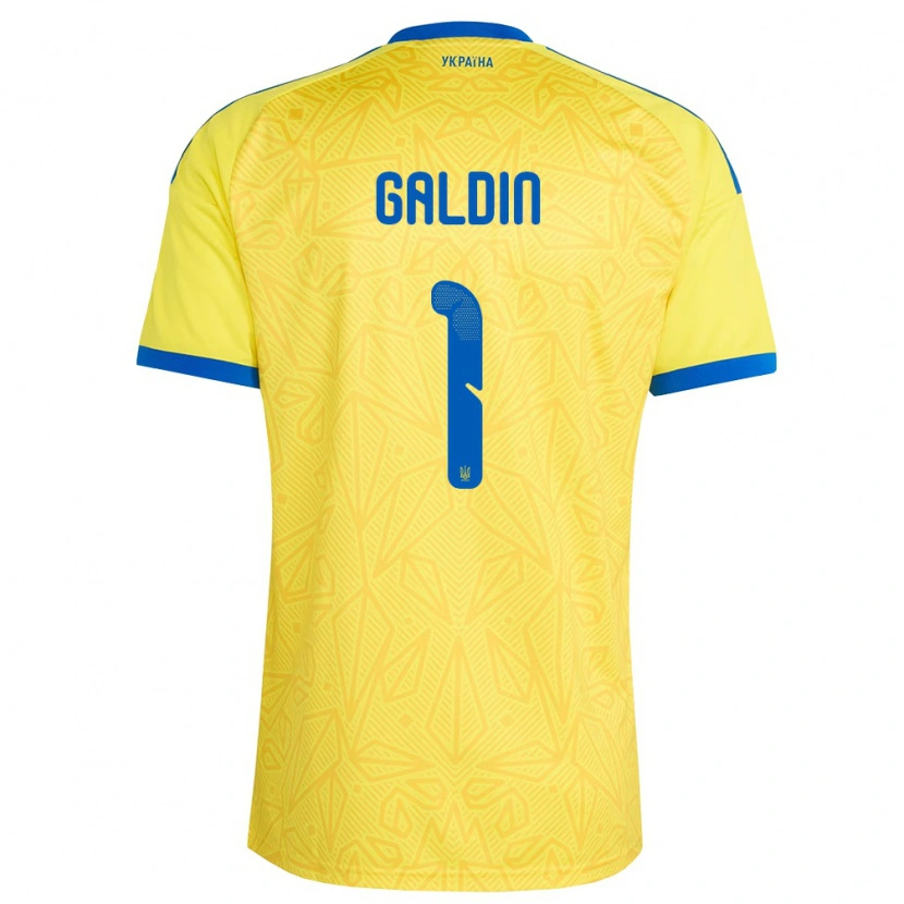 Danxen Men Ukraine Igor Galdin #1 Yellow Blue Home Jersey 26-28 T-Shirt