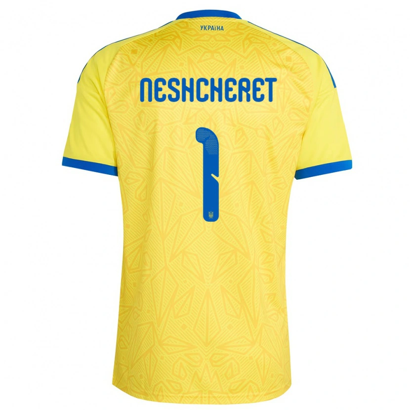Danxen Men Ukraine Ruslan Neshcheret #1 Yellow Blue Home Jersey 26-28 T-Shirt