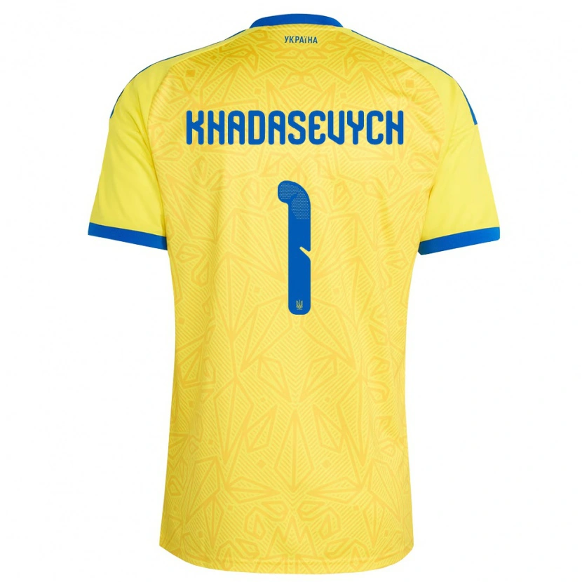 Danxen Men Ukraine Kyrylo Khadasevych #1 Yellow Blue Home Jersey 26-28 T-Shirt