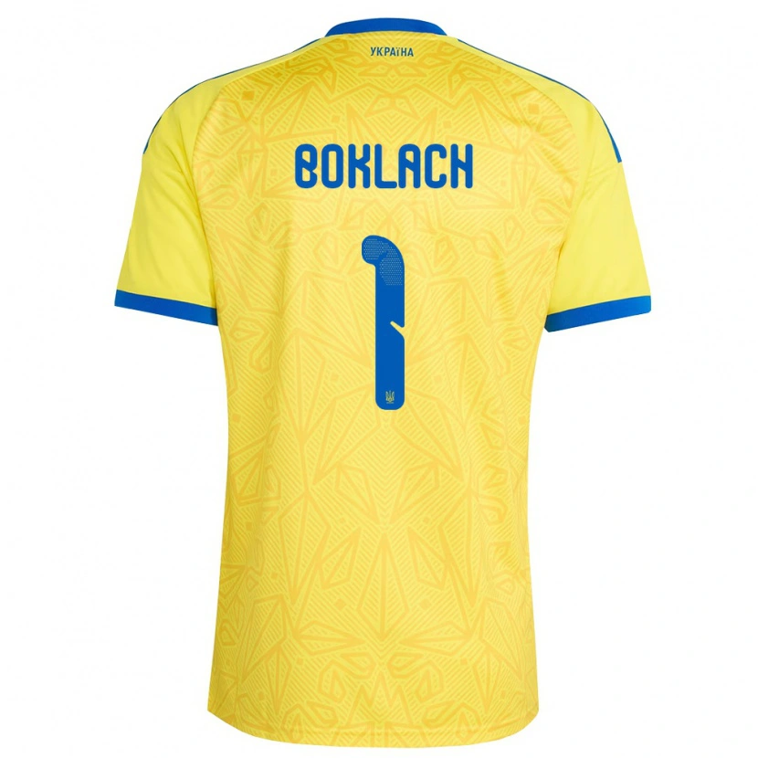 Danxen Men Ukraine Kateryna Boklach #1 Yellow Blue Home Jersey 26-28 T-Shirt