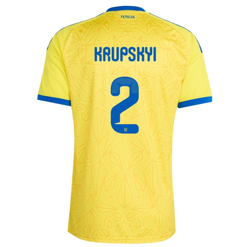 Danxen Men Ukraine Ilya Krupskyi #2 Yellow Blue Home Jersey 26-28 T-Shirt
