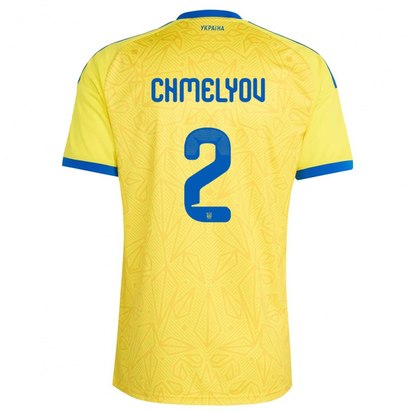 Danxen Men Ukraine Oleksandr Chmelyov #2 Yellow Blue Home Jersey 26-28 T-Shirt