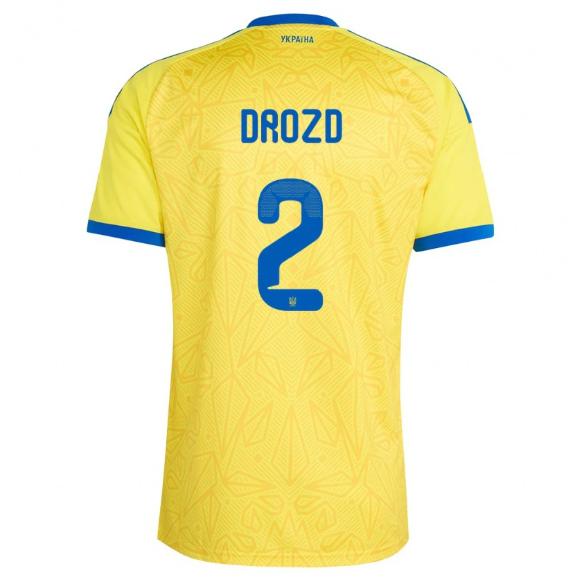 Danxen Men Ukraine Anton Drozd #2 Yellow Blue Home Jersey 26-28 T-Shirt