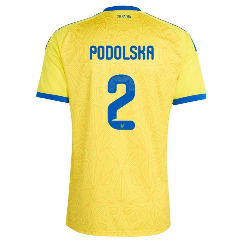 Danxen Men Ukraine Iryna Podolska #2 Yellow Blue Home Jersey 26-28 T-Shirt