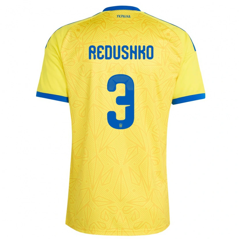 Danxen Men Ukraine Bogdan Redushko #3 Yellow Blue Home Jersey 26-28 T-Shirt