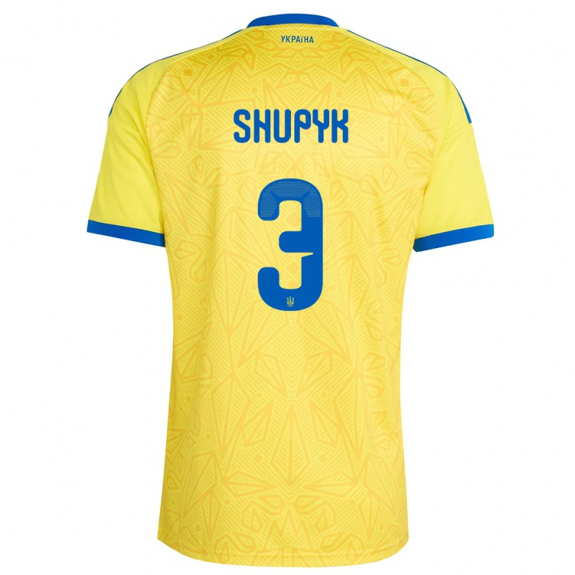 Danxen Men Ukraine Roman Shupyk #3 Yellow Blue Home Jersey 26-28 T-Shirt