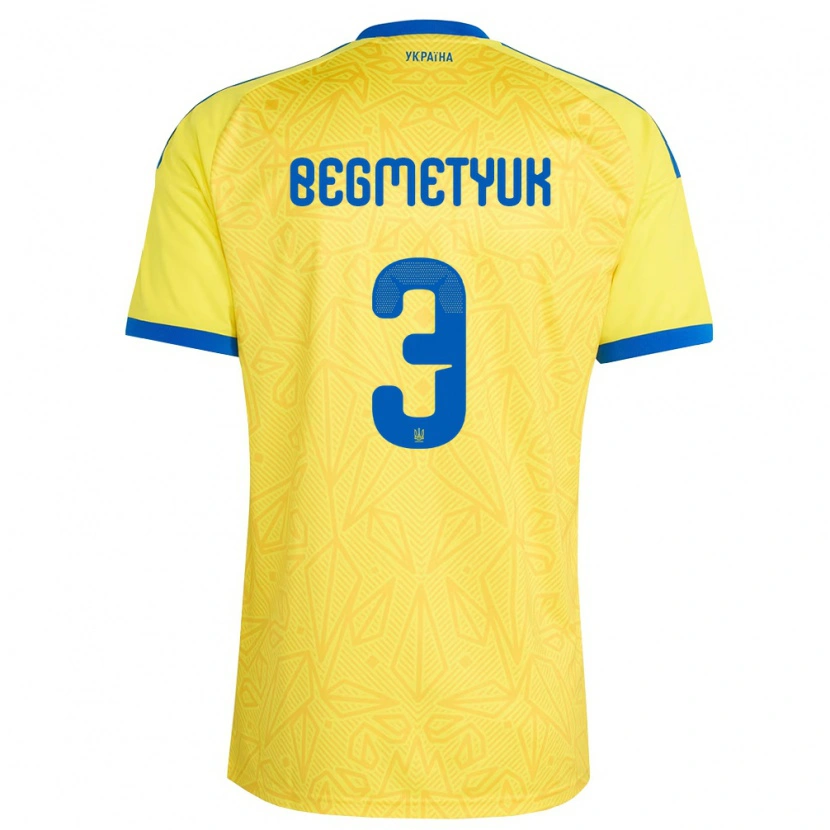 Danxen Men Ukraine Bogdan Begmetyuk #3 Yellow Blue Home Jersey 26-28 T-Shirt