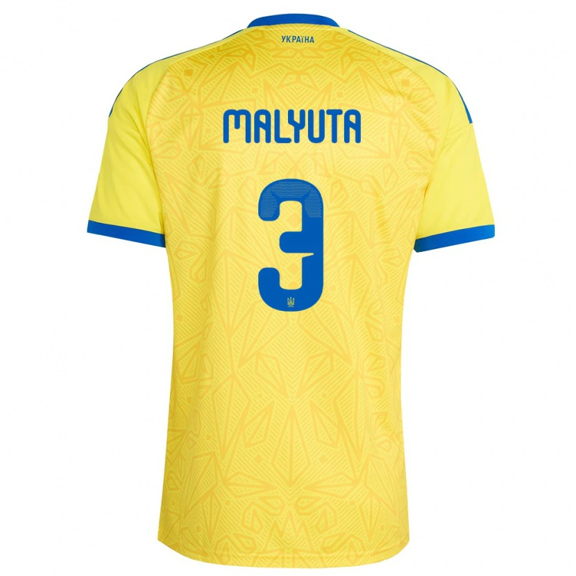 Danxen Men Ukraine Artur Malyuta #3 Yellow Blue Home Jersey 26-28 T-Shirt