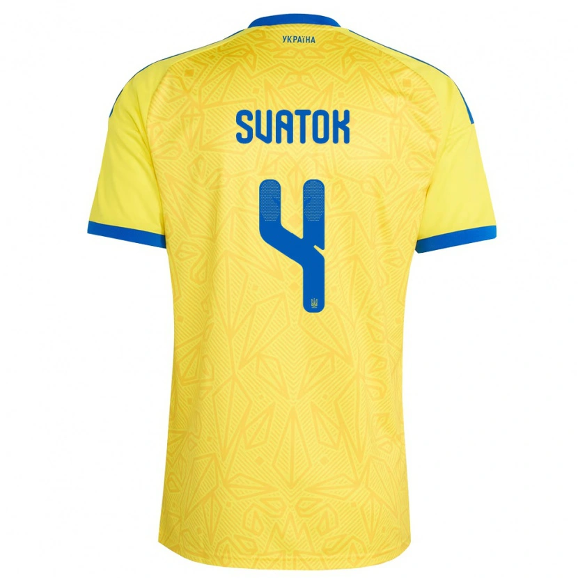 Danxen Men Ukraine Oleksandr Svatok #4 Yellow Blue Home Jersey 26-28 T-Shirt