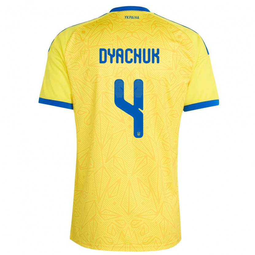 Danxen Men Ukraine Maksym Dyachuk #4 Yellow Blue Home Jersey 26-28 T-Shirt