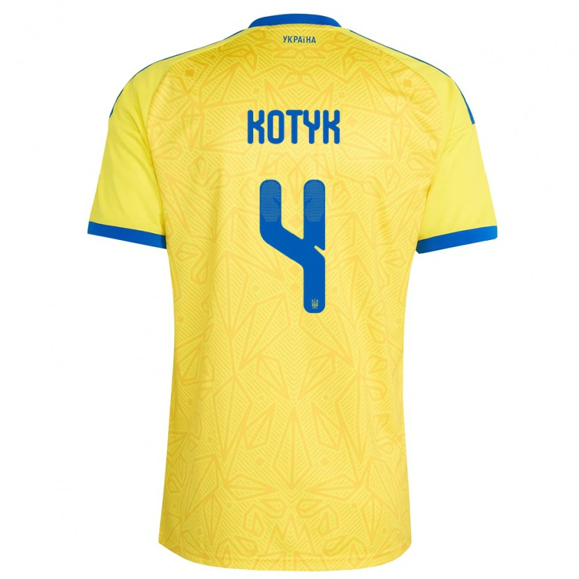 Danxen Men Ukraine Yana Kotyk #4 Yellow Blue Home Jersey 26-28 T-Shirt