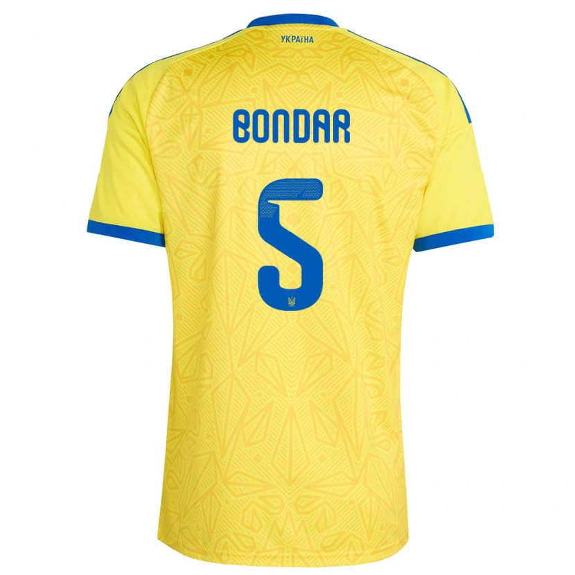 Danxen Men Ukraine Valeriy Bondar #5 Yellow Blue Home Jersey 26-28 T-Shirt