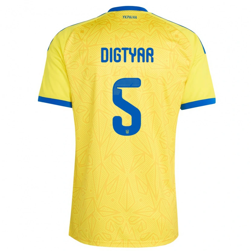 Danxen Men Ukraine Kyrylo Digtyar #5 Yellow Blue Home Jersey 26-28 T-Shirt