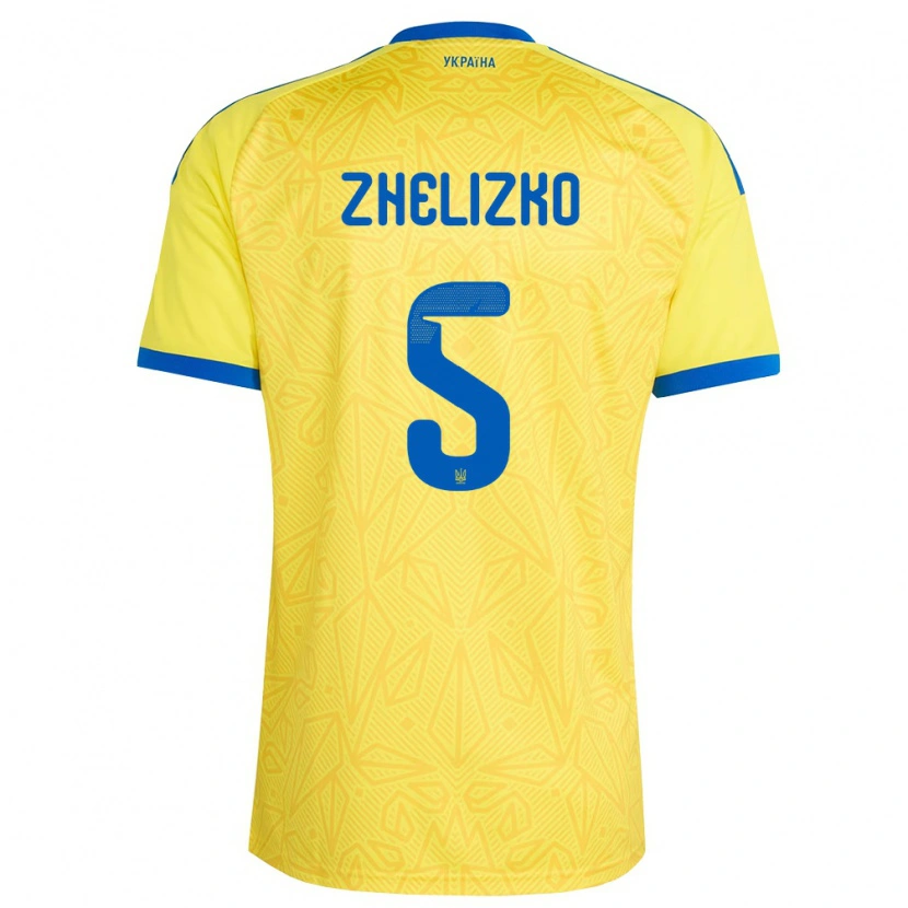 Danxen Men Ukraine Ivan Zhelizko #5 Yellow Blue Home Jersey 26-28 T-Shirt
