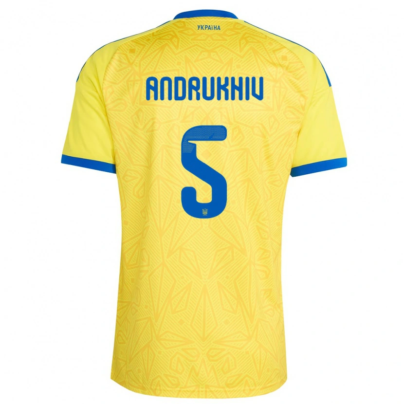 Danxen Men Ukraine Veronika Andrukhiv #5 Yellow Blue Home Jersey 26-28 T-Shirt
