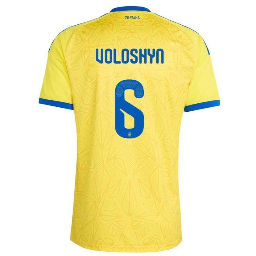 Danxen Men Ukraine Nazar Voloshyn #6 Yellow Blue Home Jersey 26-28 T-Shirt