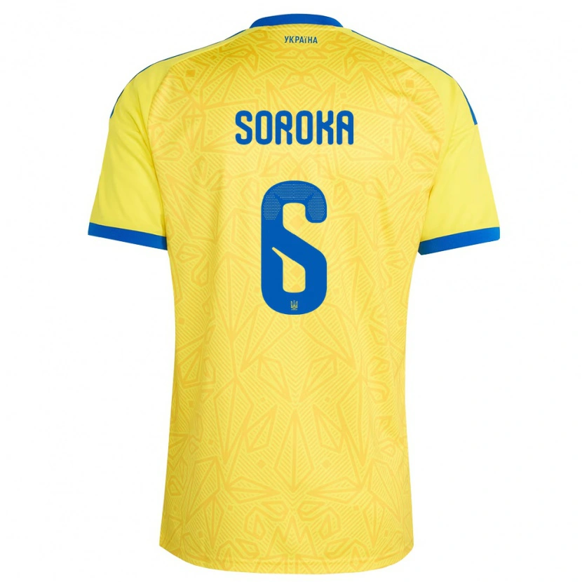 Danxen Men Ukraine Oleksandr Soroka #6 Yellow Blue Home Jersey 26-28 T-Shirt
