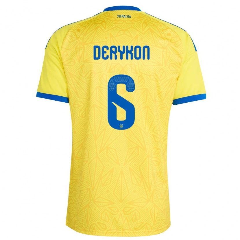 Danxen Men Ukraine Artem Derykon #6 Yellow Blue Home Jersey 26-28 T-Shirt