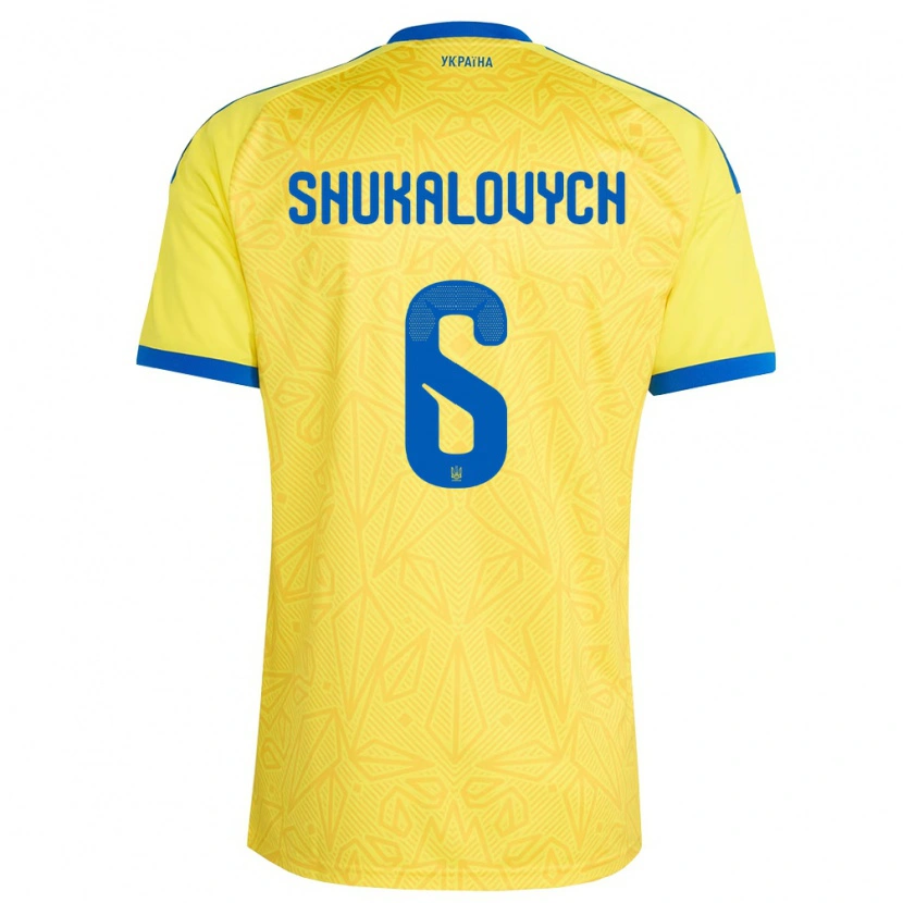 Danxen Men Ukraine Stanislav Shukalovych #6 Yellow Blue Home Jersey 26-28 T-Shirt