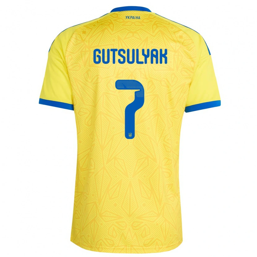 Danxen Men Ukraine Oleksiy Gutsulyak #7 Yellow Blue Home Jersey 26-28 T-Shirt
