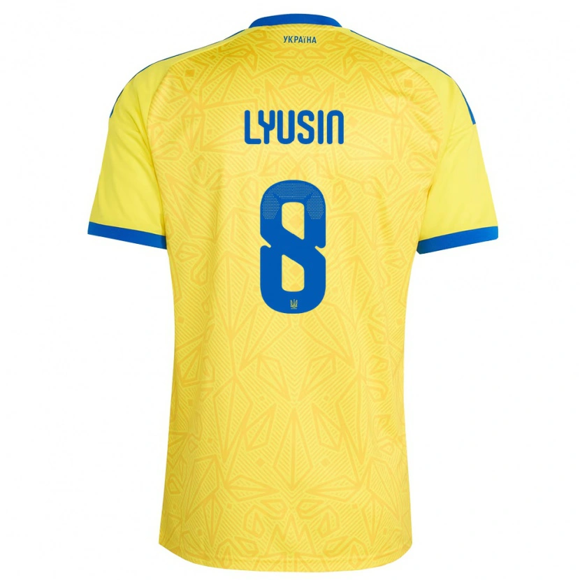 Danxen Men Ukraine Pavlo Lyusin #8 Yellow Blue Home Jersey 26-28 T-Shirt