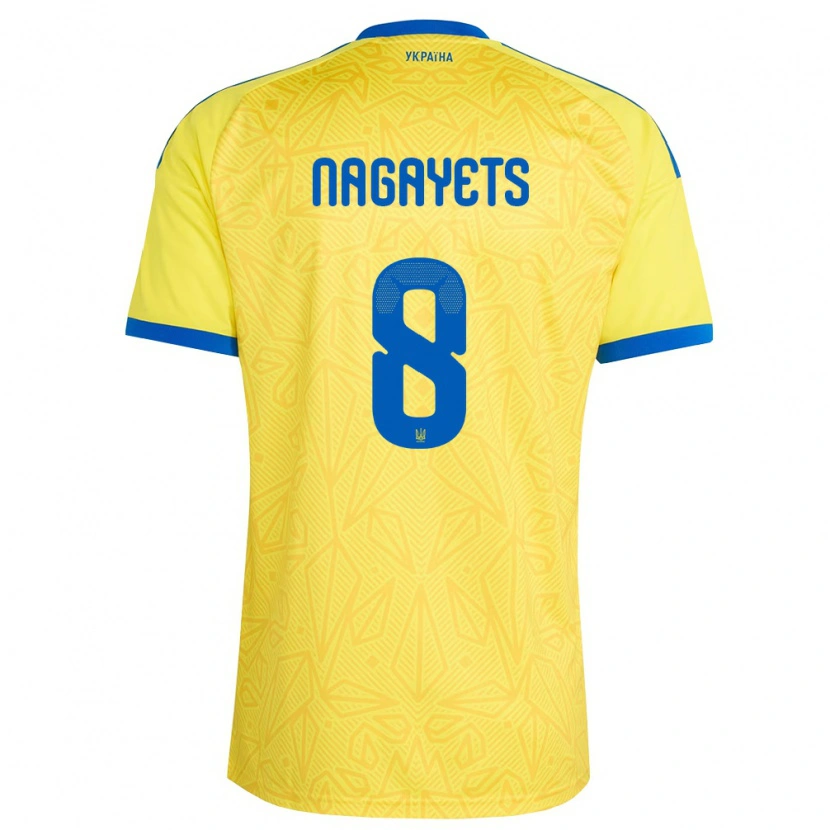 Danxen Men Ukraine Ivan Nagayets #8 Yellow Blue Home Jersey 26-28 T-Shirt